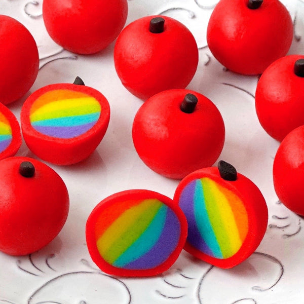 rosh hashanah rainbow apple truffles closeup