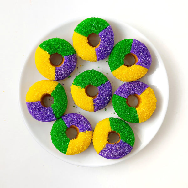 mardi gras mini king cakes top view