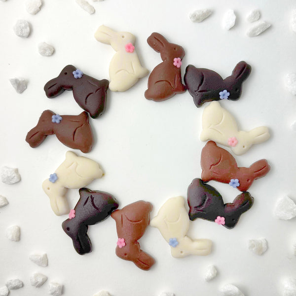 marzipan easter chocolate bunnies in a circle