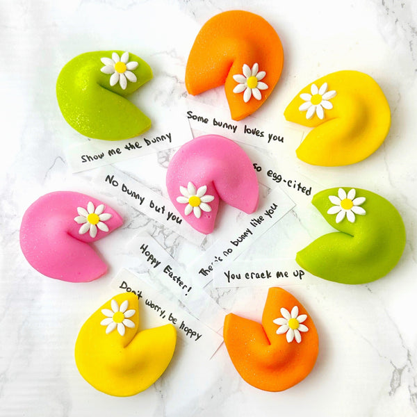 easter fortune cookies flatlay