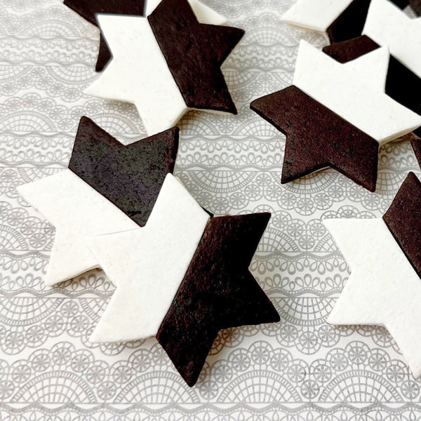black & white stars of david marzipan closeup