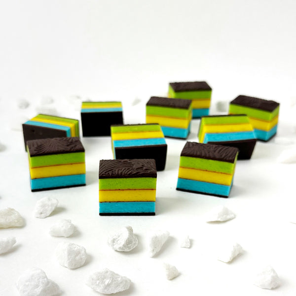 father's day marzipan rainbow cookies flatlay