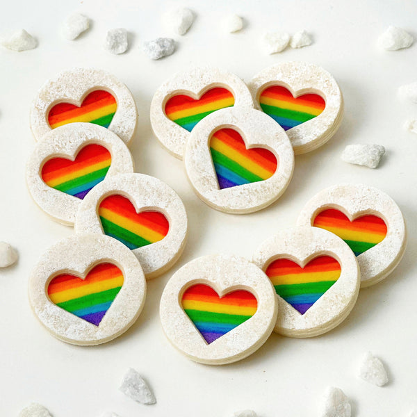 rainbow heart linzers