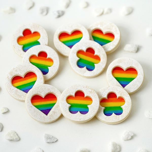 pride rainbow linzer cookies