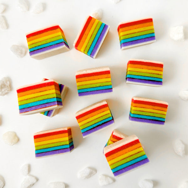 marzipan all rainbow cookies white flatlay