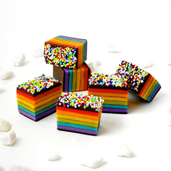 marzipan all rainbow cookies brown sprinkles