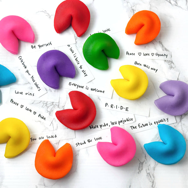 pride rainbow fortune cookies