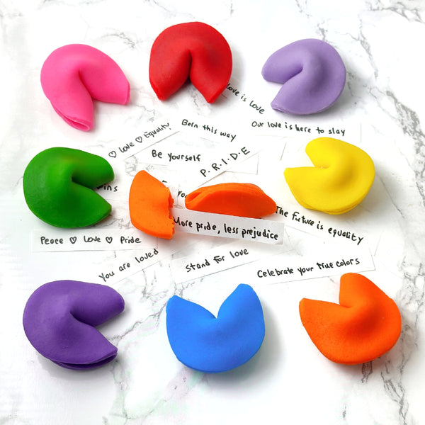 pride rainbow fortune cookies