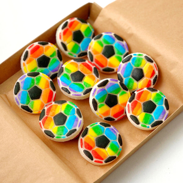 pride rainbow soccer ball tiles in gift box
