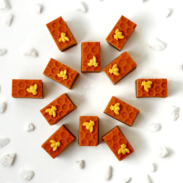 rosh hashanah golden bee honeycomb cookies top view