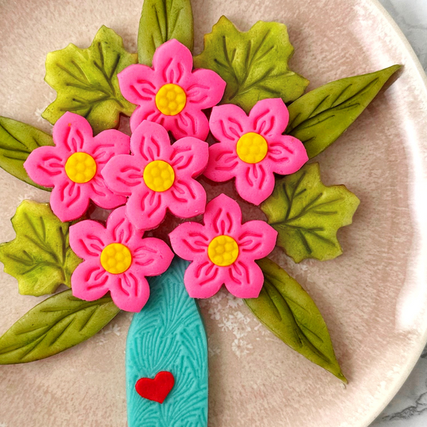 marzipan spring flower bouquet on closeup