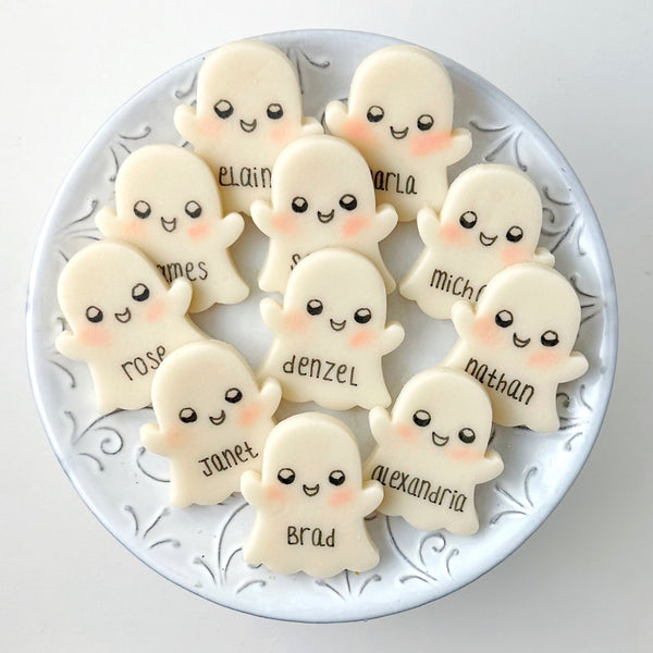 Halloween personalized ghost marzipan overhead