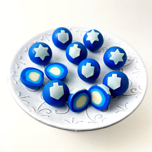 hanukkah truffles on a plate
