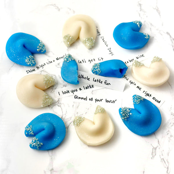 hanukkah fortune cookies flatlay