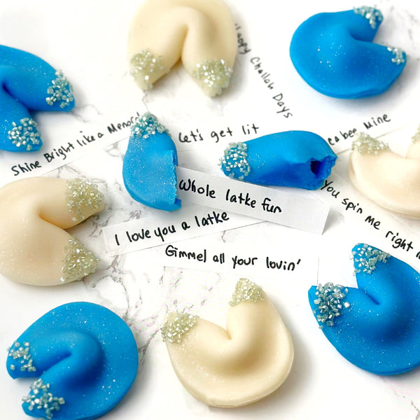 hanukkah fortune cookies in a pile