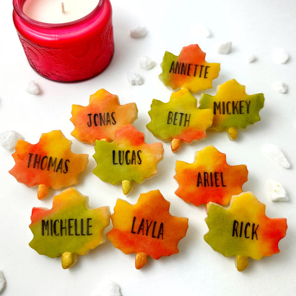 personalized variegated leaves laid out