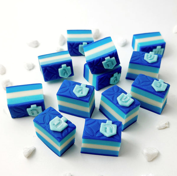 hanukkah striped dreidel cookies front view
