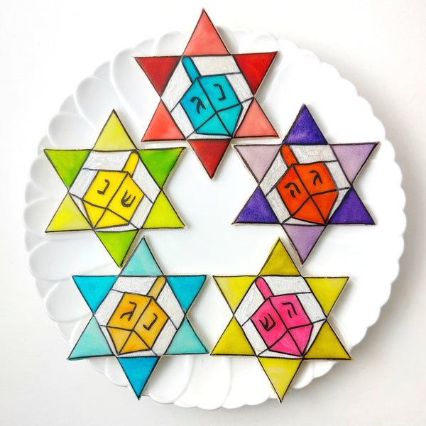 hanukkah stained glass stars of David