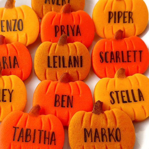 personalized pumpkins closeup