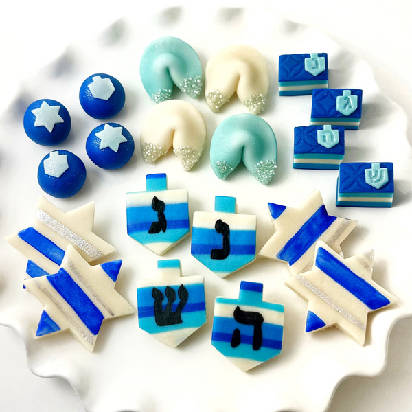 hanukkah gift basket on a plate closeup