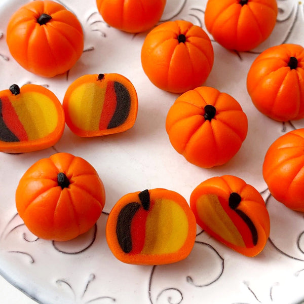 pumpkin fall  marzipan truffles closeup