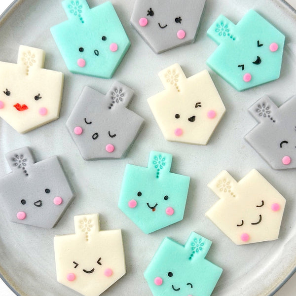 happy dreidels hannukah candy closeup