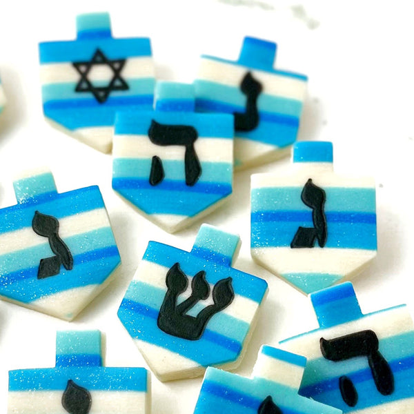 hanukkah sparkly striped dreidels