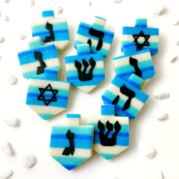 hanukkah sparkly striped dreidels