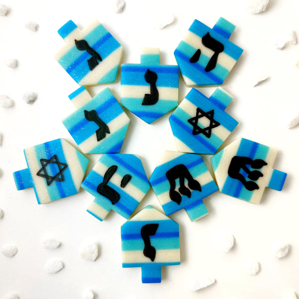 hanukkah sparkly striped dreidels