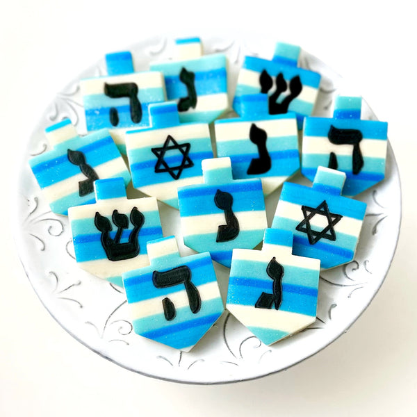 hanukkah sparkly striped dreidels