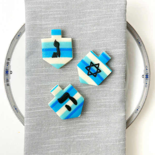 hanukkah sparkly striped dreidels