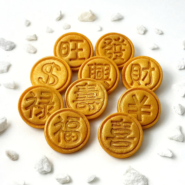 lunar new year gold coins layout