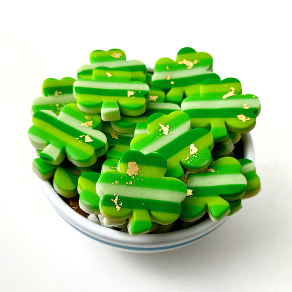 st patricks shamrock cookies  in a bowl