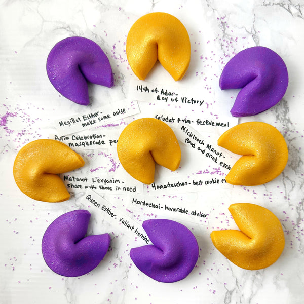 purim sparkly fortune cookies