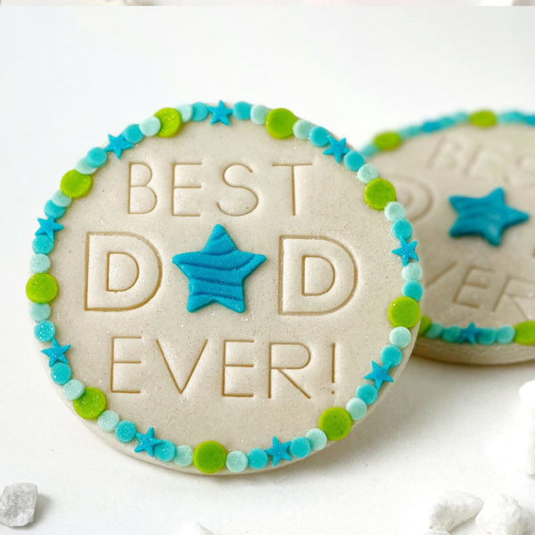 best Dad ever Fathers' Day marzipan plaque closeup
