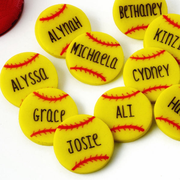 personalized softball tiles closeup
