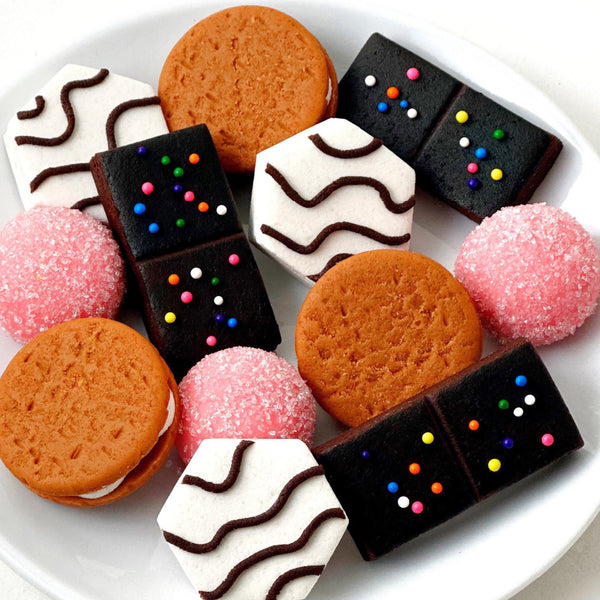 marzipan retro mini snack cakes closeup