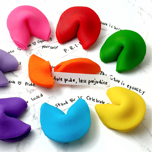 pride rainbow fortune cookies