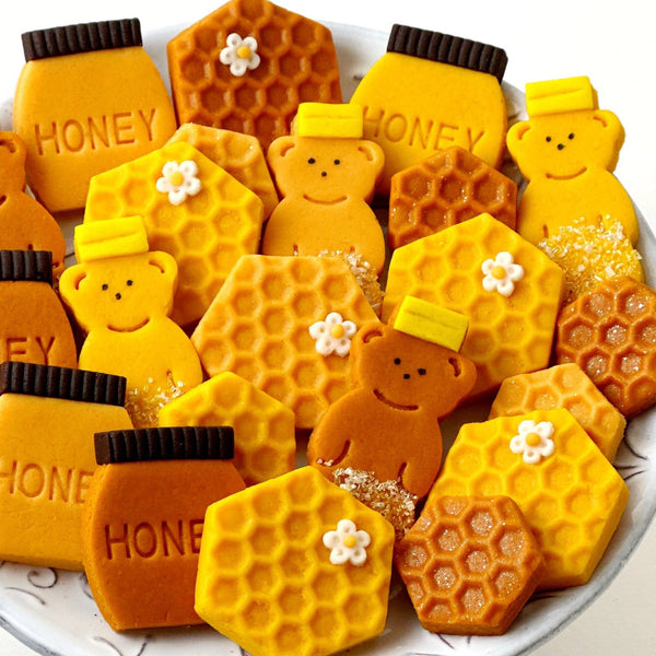 Rosh Hashanah honey marzipan tiles closeup
