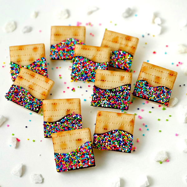 passover seder rainbow sprinkle matzah tiles layout