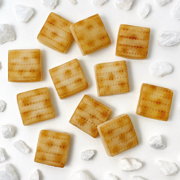 Passover square matzah mini marzipan candy bites