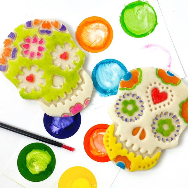 paint your own sugar skull marzipan candy treats pair