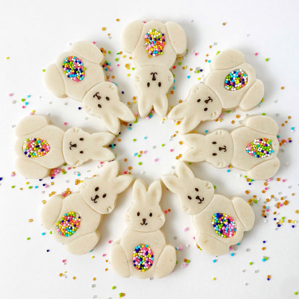 marzipan easter bunny sprinkle in a circle