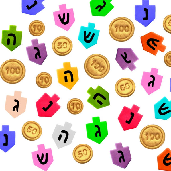 Hanukkah gold gelt & dreidels mini marzipan candy bites