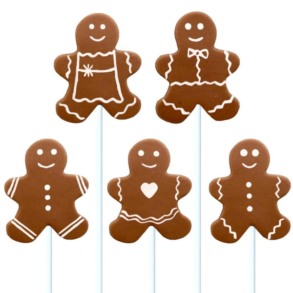 Christmas gingerbread people marzipan candy lollipops