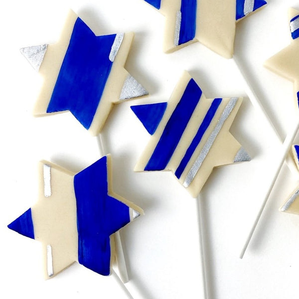 giant star of David marzipan candy lollipops close up