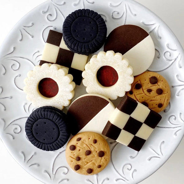 assorted cookies marzipan candy sculpture treats