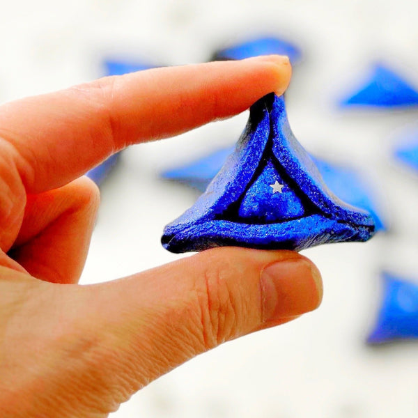purim blue galaxy hamantaschen portrait