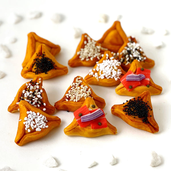 purim hamantaschen marzipan bagels layout