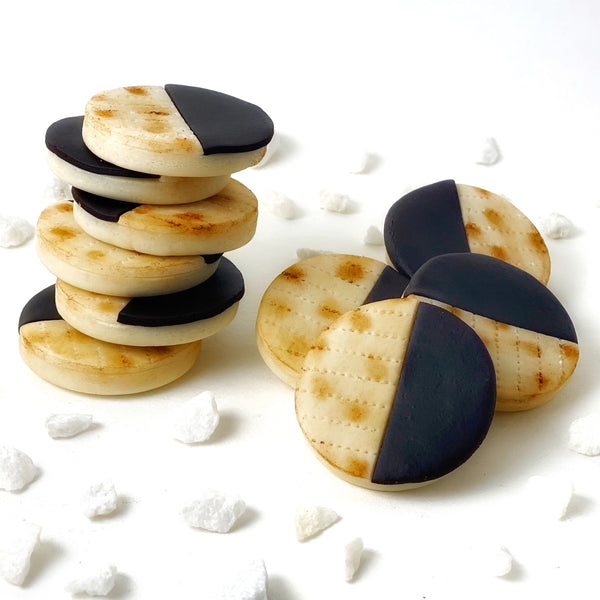 matzah black & white cookies Passover marzipan in a pile